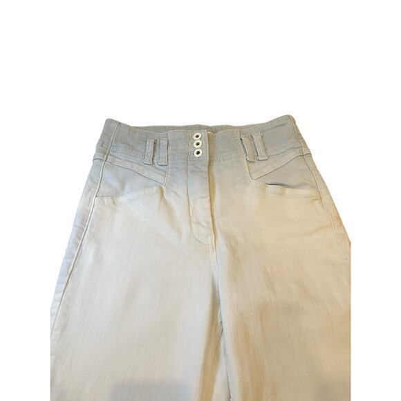 Anthropologie Women 27 Ombre Straight Leg High Rise Jeans Faded Blue, White Boho - Picture 8 of 9